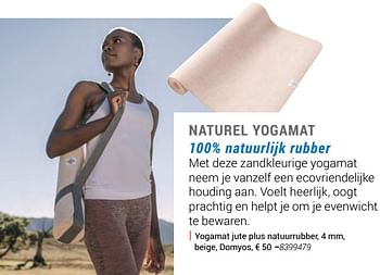 Promoties Yogamat jute plus natuurrubber, 4 mm, beige, domyos - Domyos - Geldig van 30/09/2019 tot 29/02/2020 bij Decathlon