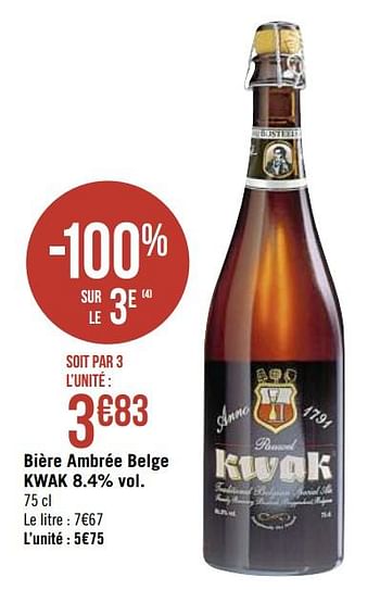Promotions Bière ambrée belge kwak - Kwak - Valide de 09/10/2019 à 14/10/2019 chez Super Casino