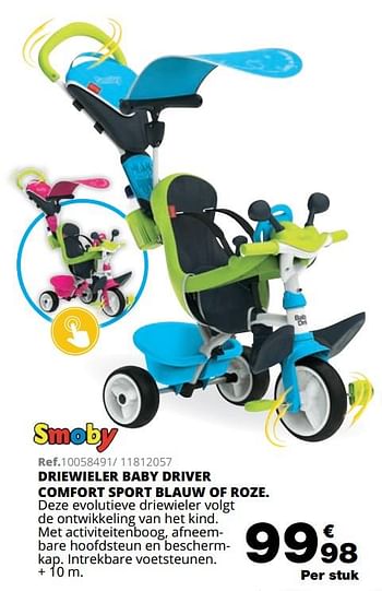 Promoties Driewieler baby driver comfort sport blauw of roze - Smoby - Geldig van 01/10/2019 tot 08/12/2019 bij Maxi Toys