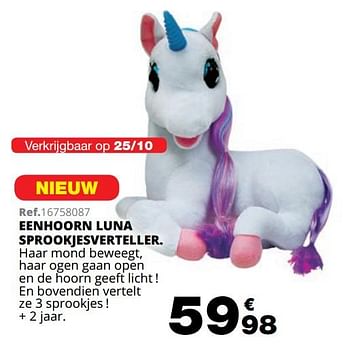 Promotions Eenhoorn luna sprookjesverteller - Produit maison - Maxi Toys - Valide de 01/10/2019 à 08/12/2019 chez Maxi Toys