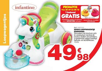 Promotions Senso loopwagentje eenhoorn - Infantino - Valide de 01/10/2019 à 08/12/2019 chez Maxi Toys