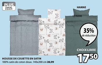 Promotions Housse de couette en satin hanne - Produit Maison - Jysk - Valide de 07/10/2019 à 20/10/2019 chez Jysk