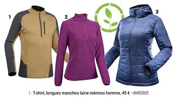 Promoties T-shirt, longues manches laine mérinos homme - Huismerk - Decathlon - Geldig van 30/09/2019 tot 29/02/2020 bij Decathlon