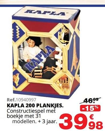 Promotions Kapla 200 plankjes - Biloba - Valide de 01/10/2019 à 08/12/2019 chez Maxi Toys
