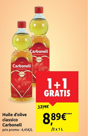 Promotions Huile d`olive classico carbonell - Carbonell - Valide de 09/10/2019 à 20/10/2019 chez Carrefour