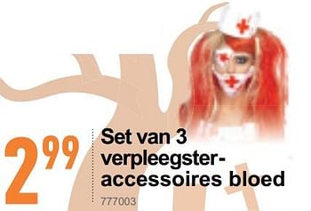 Promoties Set van 3 verpleegsteraccessoires bloed - Huismerk - Trafic  - Geldig van 09/10/2019 tot 13/10/2019 bij Trafic