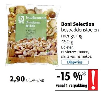 Promoties Boni selection bospaddenstoelen mengeling - Boni - Geldig van 09/10/2019 tot 22/10/2019 bij Colruyt