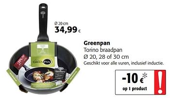 Promoties Greenpan torino braadpan - Greenpan - Geldig van 09/10/2019 tot 22/10/2019 bij Colruyt