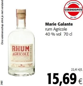 Promotions Marie galante rum agricole - Marie Galante - Valide de 09/10/2019 à 22/10/2019 chez Colruyt