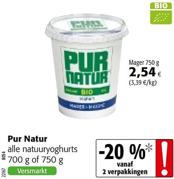 Promoties Pur natur alle natuuryoghurts - Pur Natur - Geldig van 09/10/2019 tot 22/10/2019 bij Colruyt