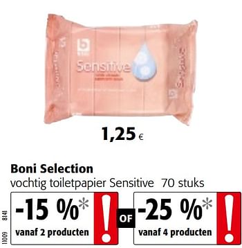 Promoties Boni selection vochtig toiletpapier sensitive - Boni - Geldig van 09/10/2019 tot 22/10/2019 bij Colruyt