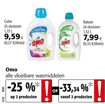 Promoties Omo alle vloeibare wasmiddelen - Omo - Geldig van 09/10/2019 tot 22/10/2019 bij Colruyt