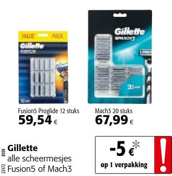 Promoties Gillette alle scheermesjes fusion5 of mach3 - Gillette - Geldig van 09/10/2019 tot 22/10/2019 bij Colruyt
