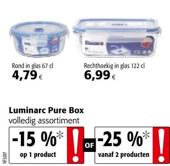 Promoties Luminarc pure box volledig assortiment - Luminarc - Geldig van 09/10/2019 tot 22/10/2019 bij Colruyt
