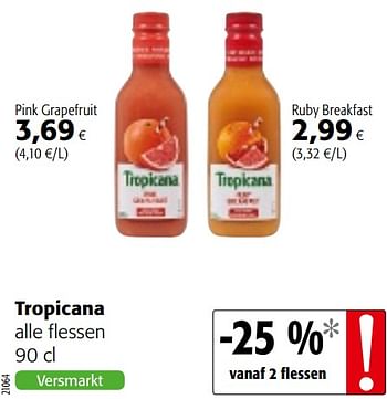 Promoties Tropicana alle flessen - Tropicana - Geldig van 09/10/2019 tot 22/10/2019 bij Colruyt
