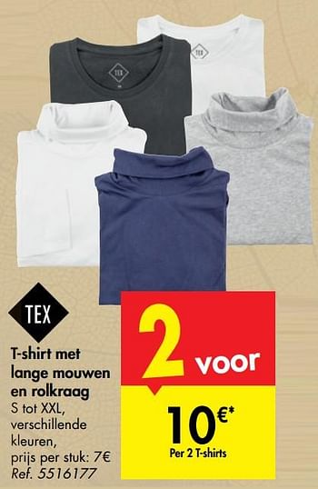 Promoties T-shirt met lange mouwen en rolkraag - Tex - Geldig van 09/10/2019 tot 21/10/2019 bij Carrefour