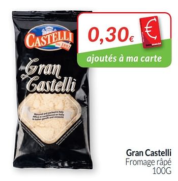 Promotions Gran castelli fromage râpé - Gran Castelli - Valide de 01/10/2019 à 31/10/2019 chez Intermarche