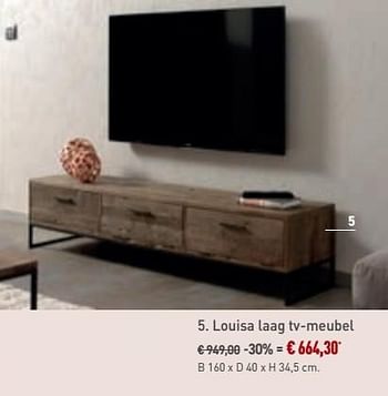 Promoties Louisa laag tv-meubel - Bristol - Geldig van 29/09/2019 tot 29/10/2019 bij Overstock
