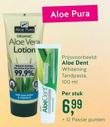 Promoties Aloe dent whitening tandpasta - AloeDent - Geldig van 07/10/2019 tot 03/11/2019 bij Holland & Barret