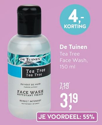 Promoties De tuinen tea tree face wash - De Tuinen - Geldig van 07/10/2019 tot 03/11/2019 bij Holland & Barret