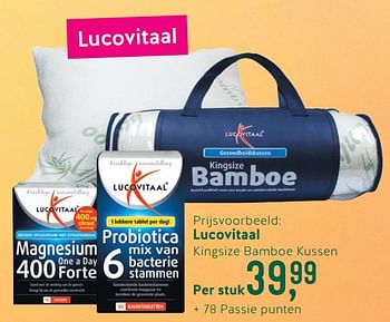 Promotions Lucovitaal kingsize bamboe kussen - Lucovitaal - Valide de 07/10/2019 à 03/11/2019 chez Holland & Barret