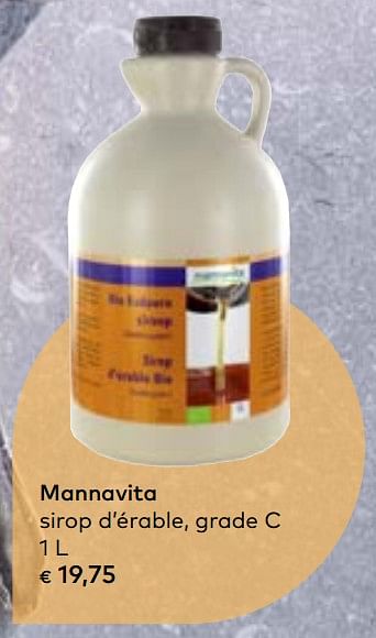 Promotions Mannavita sirop d`érable, grade c - Mannavita - Valide de 02/10/2019 à 05/11/2019 chez Bioplanet