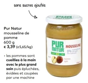 Promotions Pur natur mousseline de pomme - Pur Natur - Valide de 02/10/2019 à 05/11/2019 chez Bioplanet