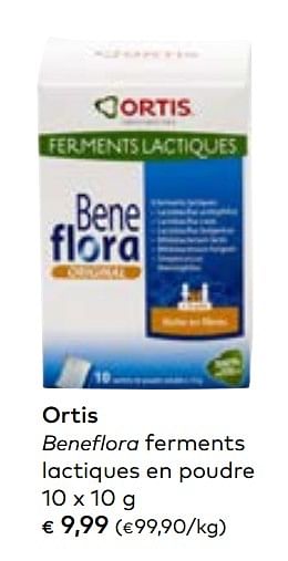 Promotions Ortis beneflora ferments lactiques en poudre - Ortis - Valide de 02/10/2019 à 05/11/2019 chez Bioplanet