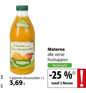 Promoties Materne alle verse fruitsappen - Materne - Geldig van 09/10/2019 tot 22/10/2019 bij Colruyt