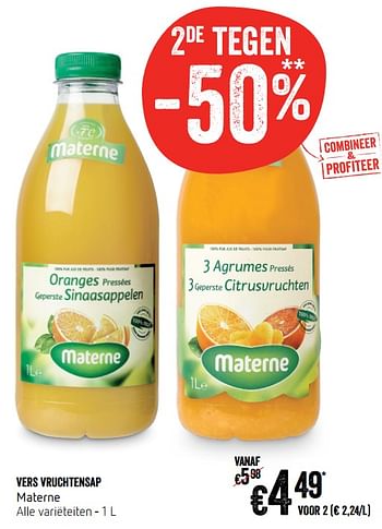 Promoties Vers vruchtensap materne - Materne - Geldig van 10/10/2019 tot 16/10/2019 bij Delhaize