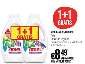 Promotions Vloeibaar wasmiddel ariel - Ariel - Valide de 10/10/2019 à 16/10/2019 chez Delhaize
