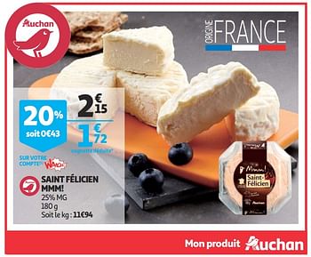 Promotions Saint félicien mmm! - Produit Maison - Auchan Ronq - Valide de 09/10/2019 à 15/10/2019 chez Auchan Ronq