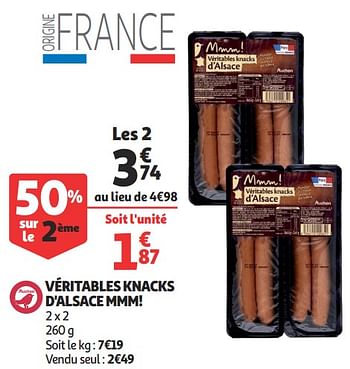 Promotions Véritables knacks d`alsace mmm! - Produit Maison - Auchan Ronq - Valide de 09/10/2019 à 15/10/2019 chez Auchan Ronq