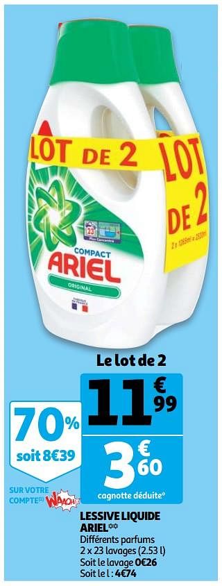 Promotions Lessive liquide ariel - Ariel - Valide de 09/10/2019 à 15/10/2019 chez Auchan Ronq