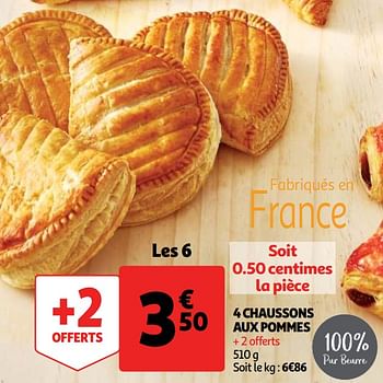 Promotions 4 chaussons aux pommes - Produit Maison - Auchan Ronq - Valide de 09/10/2019 à 15/10/2019 chez Auchan Ronq