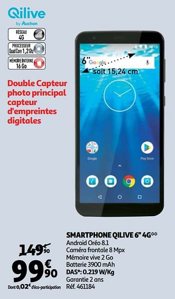 Promotions Smartphone qilive 6`` 4g - Qilive - Valide de 09/10/2019 à 15/10/2019 chez Auchan Ronq