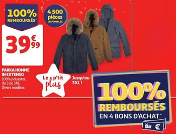 Promoties Parka homme in extenso - Inextenso - Geldig van 09/10/2019 tot 15/10/2019 bij Auchan