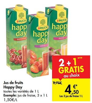 Promotions Jus de fruits happy day - Rauch - Valide de 02/10/2019 à 21/10/2019 chez Carrefour