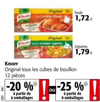 Promotions Knorr original tous les cubes de bouillon - Knorr - Valide de 09/10/2019 à 22/10/2019 chez Colruyt