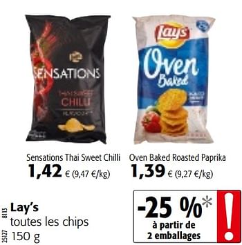 Promotions Lay`s toutes les chips - Lay's - Valide de 09/10/2019 à 22/10/2019 chez Colruyt
