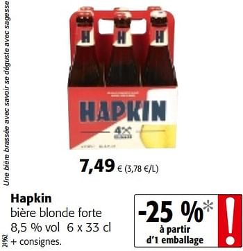 Promotions Hapkin bière blonde forte - Hapkin - Valide de 09/10/2019 à 22/10/2019 chez Colruyt