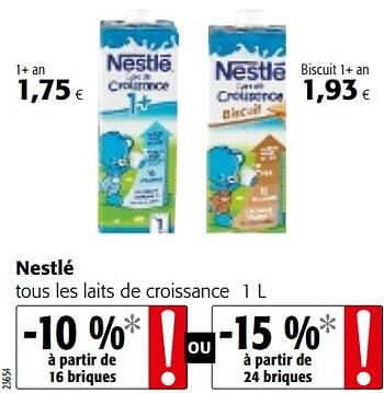 Promotions Nestlé tous les laits de croissance - Nestlé - Valide de 09/10/2019 à 22/10/2019 chez Colruyt