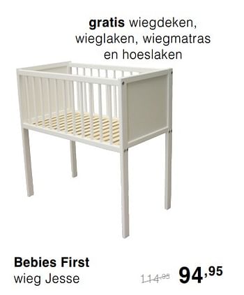 Promoties Bebies first wieg jesse - bebiesfirst - Geldig van 13/10/2019 tot 19/10/2019 bij Baby & Tiener Megastore