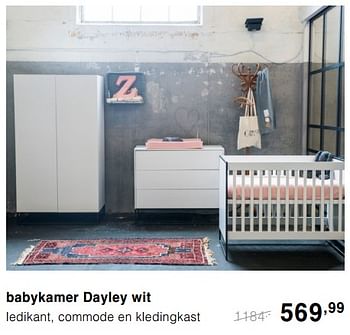 Promoties Babykamer dayley wit ledikant, commode en kledingkast - Huismerk - Baby & Tiener Megastore - Geldig van 13/10/2019 tot 19/10/2019 bij Baby & Tiener Megastore
