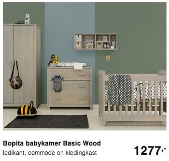 Promoties Bopita babykamer basic wood ledikant, commode en kledingkast - Bopita - Geldig van 13/10/2019 tot 19/10/2019 bij Baby & Tiener Megastore