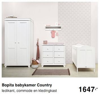 Promoties Bopita babykamer country ledikant, commode en kledingkast - Bopita - Geldig van 13/10/2019 tot 19/10/2019 bij Baby & Tiener Megastore