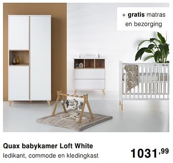 Promoties Quax babykamer loft white ledikant, commode en kledingkast - Quax - Geldig van 13/10/2019 tot 19/10/2019 bij Baby & Tiener Megastore