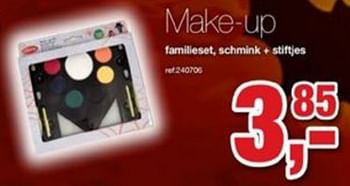 Promoties Make-up familieset, schmink + stiftjes - Huismerk - Paradisio - Geldig van 08/10/2019 tot 01/11/2019 bij Paradisio