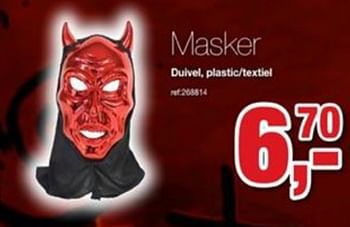 Promoties Masker duivel,plastic-textiel - Huismerk - Paradisio - Geldig van 08/10/2019 tot 01/11/2019 bij Paradisio