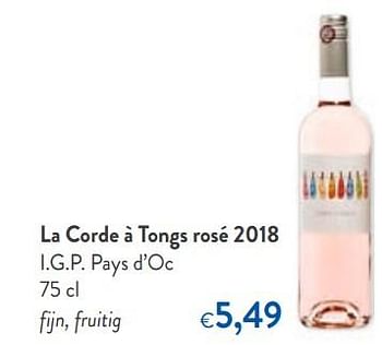 Promoties La corde à tongs rosé 2018 i.g.p. pays d`oc - Rosé wijnen - Geldig van 09/10/2019 tot 22/10/2019 bij OKay